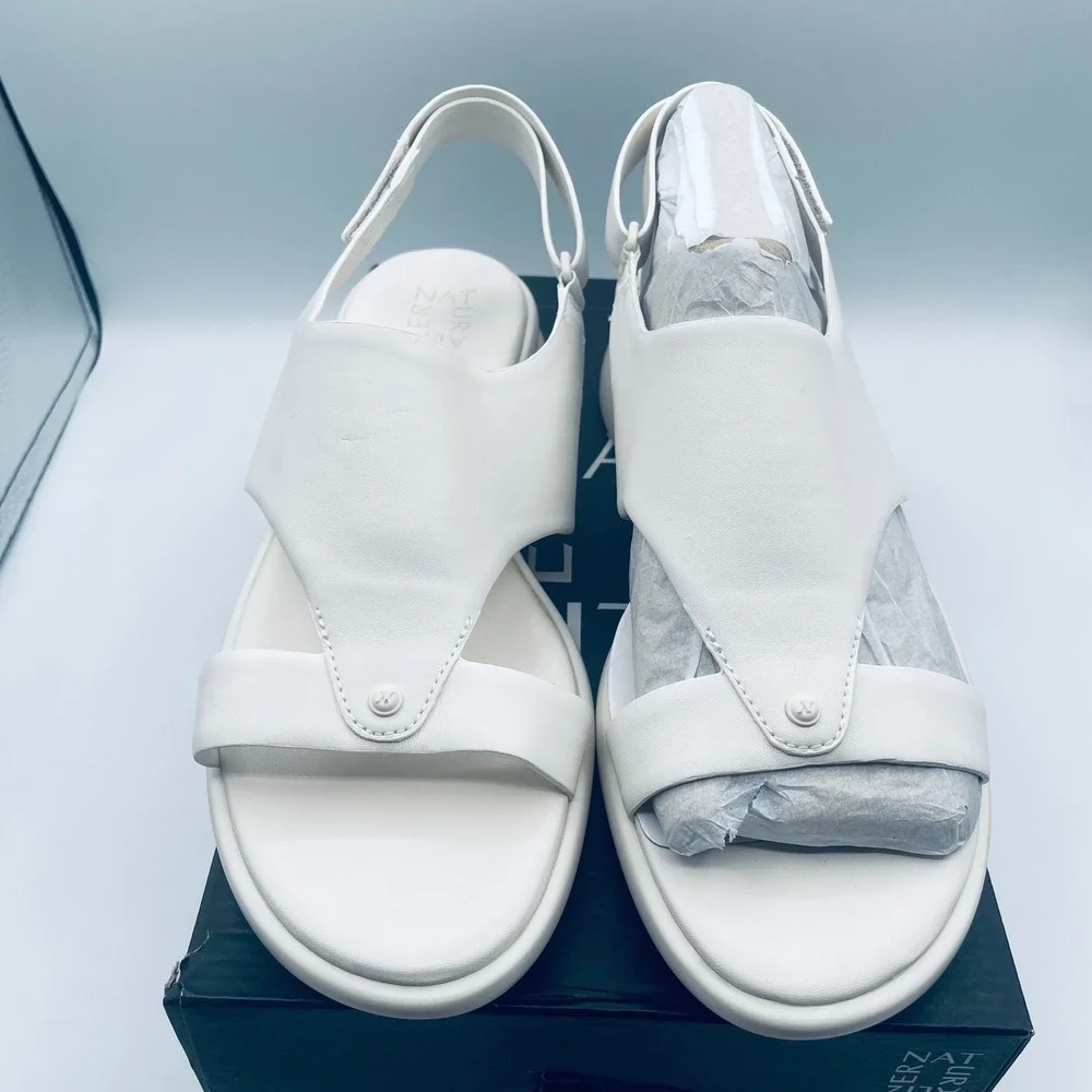 Naturalizer Lillian Wedge Summer Sandal Warm White‎ Slingback Platform Womens 11